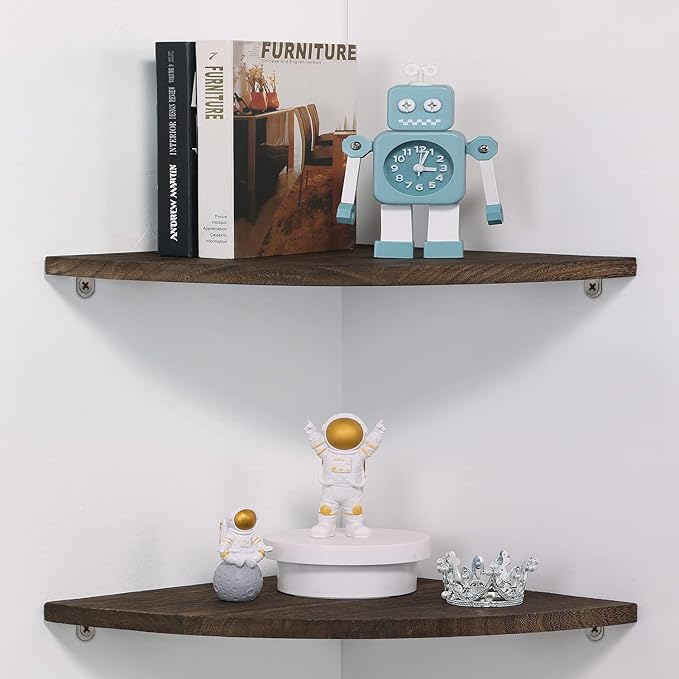 JORIKCHUO 12 inch Corner Wall Shelf, Round End Wall Mounted Floating Shelf by JORIKCHUO