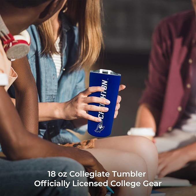 Campus Colors NCAA Stainless Steel Tumbler perfect for Gameday - 18 oz - Double Walled - Keeps Drinks Perfectly Insulated (Creighton Bluejays - Blue)