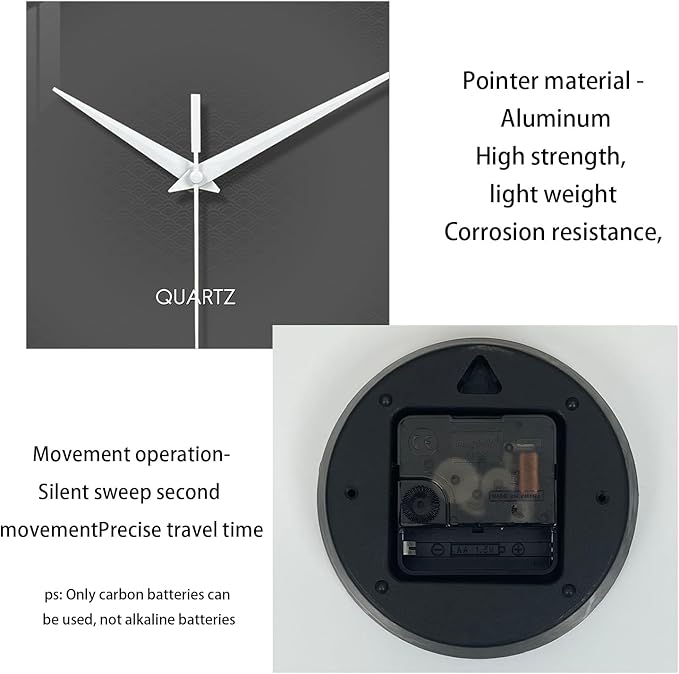 XFM Modern Wall Clock 20 Inch Large Grey Wall Clocks Battery Operated Gray - Image 7