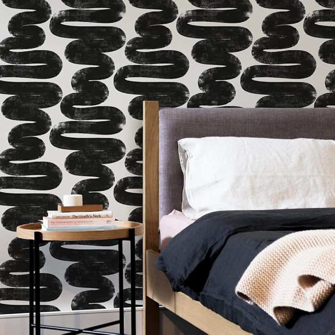 Tempaper x Bobby Berk White & Black Wiggle Room Removable Peel and Stick - Image 4