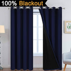 Yakamok Navy Blue 100% Blackout Curtains Energy Saving Thermal Insulated 2 - Image 2