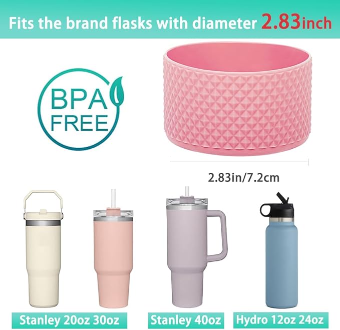 2 Pcs Tumbler Bottom Protector Boot for Stanley Quencher Adventure 40oz & Stanley IceFlow 20oz 30oz and Compatible with Hydro Flask 12oz 21oz 24oz Stealth Landing ((Diomond Snapper/black)