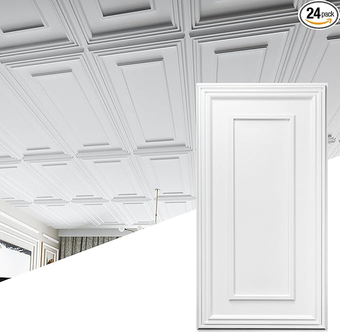 Art3d Drop Ceiling Tiles, 24x48in. White by Art3d