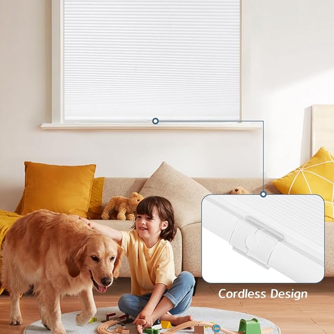 SEEYE No Drill Cordless Cellular Shades, Light Filtering Honeycomb Blinds - Image 3