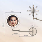 Rocollos Rechargeable Wall Mounted Lighted Makeup Mirror, 8 Inch Double-Sided - Image 7