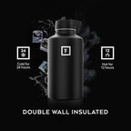 IRON °FLASK Camping & Hiking Hydration Flask with Straw, Wide Mouth Insulated Stainless Steel Sports Water Bottle - 64 oz Fire Red