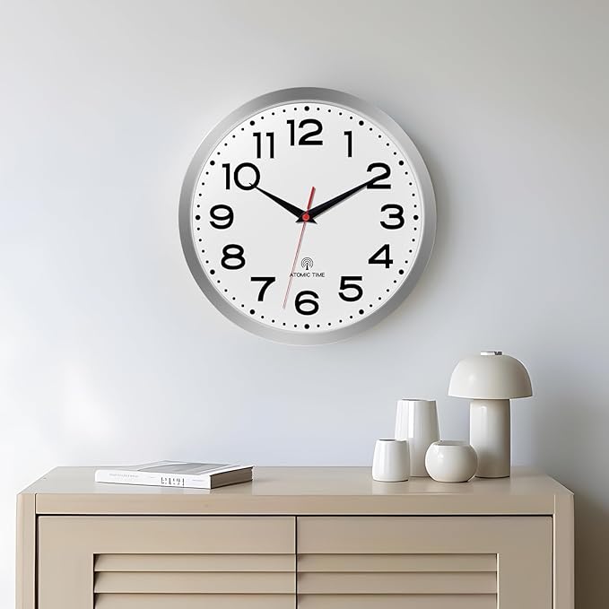 Roymnie Atomic Wall Clock 10 Inch, Modern Clock Battery Operated Classic Analog - Image 8