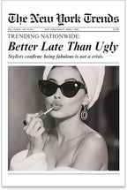 Trendy Newspaper Posters Better Late Than Ugly Wall Art Vintage Black And White by FuSatisYilife