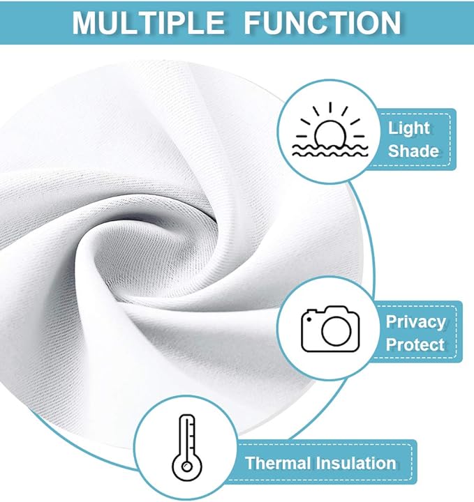 RYB HOME White Short Curtains, Room Darkening Drapes Thermal Insulated Small - Image 7