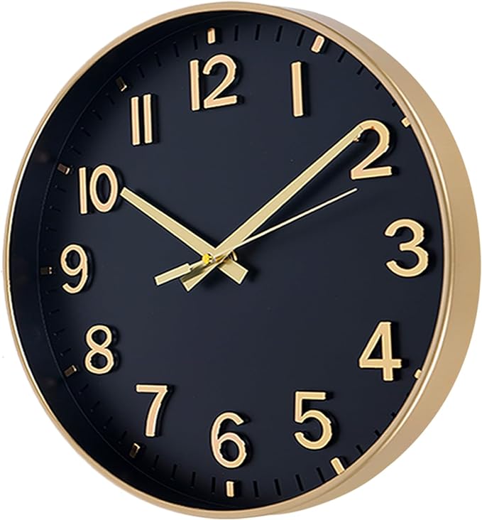 HZDHCLH Wall Clocks Battery Operated, Wall Clock Black Gold, 14 inch Wall Clock - Image 2