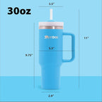 YOGI Ceramic Lined Tumbler with Handle and Straw Lid, Stainless Steel Travel Mug & Water Tumbler, Vacuum Sealed Cup with Handle - 30oz Mystic Slate