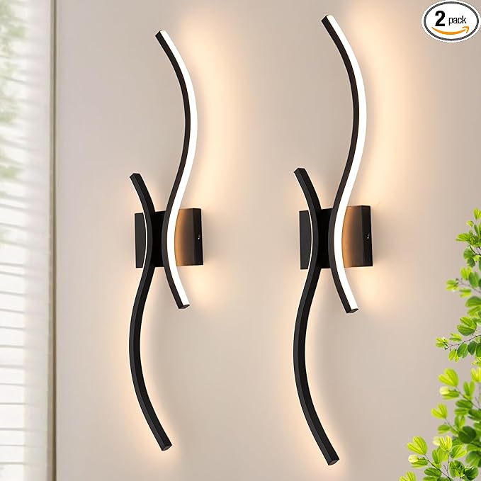CANEOE Modern LED Wall Sconce Set of Two, 3000K Warm White Led Wall Light by CANEOE