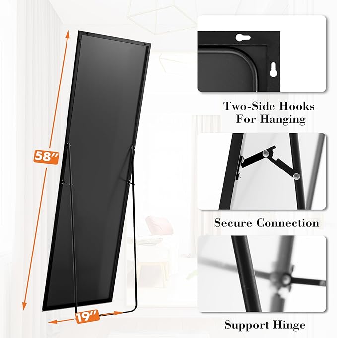 Sweetcrispy 58"x19" Full Length Mirror, Leaning or Standing Full Body Mirror - Image 5