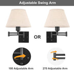 TRLIFE Wall Sconce Plug in, Dimmable Wall Sconces Set of Two Swing Arm Wall - Image 3