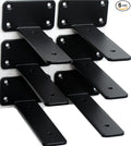 6 Pack - 4 inch Black Hidden L Shelf Bracket Iron Floating Shelf Brackets by MHMYDZ