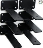 6 Pack - 4 inch Black Hidden L Shelf Bracket Iron Floating Shelf Brackets by MHMYDZ
