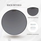 HARRITPURE Round Mirror 23.6" Black Wall Mounted Circle Mirror - Image 6