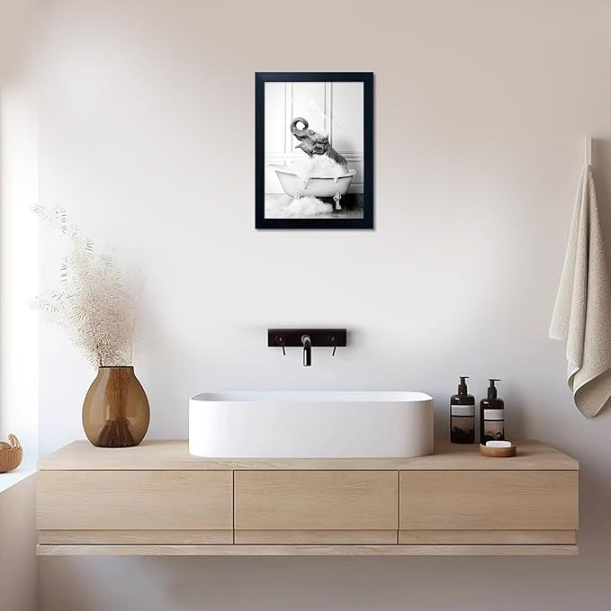 Framed Bathroom Decor Wall Art Elephant in Bathtub Pictures Wall Decor Funny - Image 9