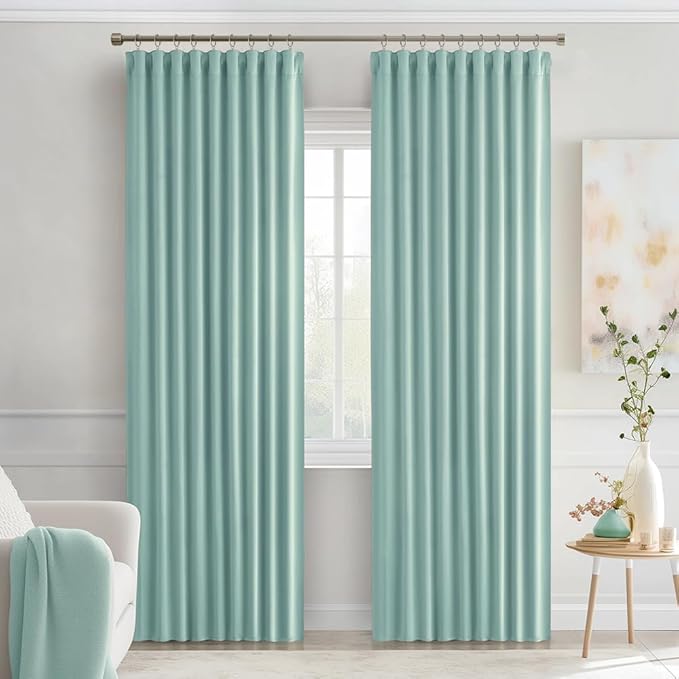 MIULEE Aqua Back Tab Blackout Curtains 90 Inches Long 2 Panels Set - Image 9