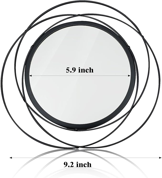 3 Set 9.5 Inch Black Circle Mirrors Wall Decor Iron Frame Wire Mirror Metal - Image 6