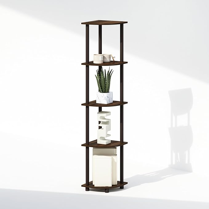Furinno Turn-N-Tube Storage Shelves, 5-Tier Book Shelf, Corner Shelf, Toolless - Image 5