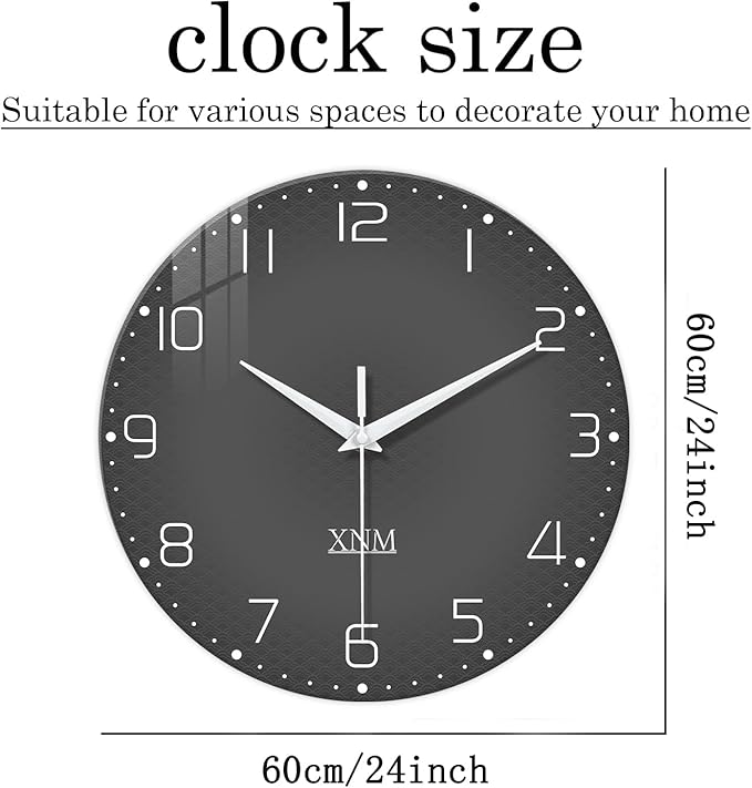 XNM Round Large Wall Clock for Living Room 24 Inch Wall Clocks Battery Operated - Image 3