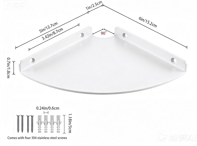 Corner Floating Shelf, 3.0mm Aluminum Alloy Corner Shelves Wall Mounted - Image 3