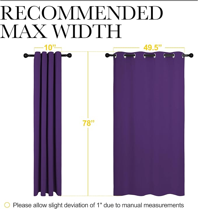 NICETOWN Purple Blackout Curtains 78 inches Long, Niose Reducing and Thermal - Image 7