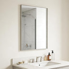 Bathroom Mirror for Wall, 36x24 Inch Metal Framed Mirror, Brushed Nickel by Ruomeng