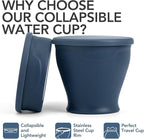 TakeToday 4PCS Collapsible Travel Cup - Silicone Foldable Water Cup, BPA-Free with Lid & Waterproof Bag - Drinking Cup Set for Camping, Outdoors & International Travel