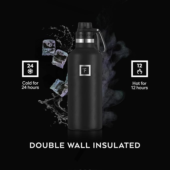 IRON °FLASK Camping & Hiking Hydration Flask with Spout, BPA-Free Insulated Stainless Steel Sports Water Bottle - 32 oz Sky
