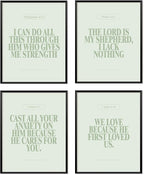 Locomiss Sage Green Christian Wall Art Decor Posters, Minimalist Jesus by Unknown