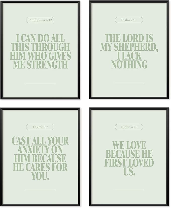 Locomiss Sage Green Christian Wall Art Decor Posters, Minimalist Jesus by Unknown