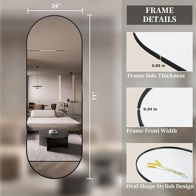 Oval Full Length Mirror, Ultra-Clear Explosion-Proof Dressing Mirror, Simple - Image 8