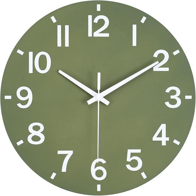 HZDHCLH Wall Clock 10 Inch Silent Non Ticking Wood Battery Operated Green - Image 6