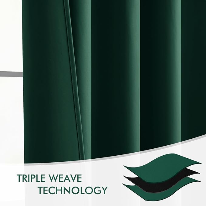 MIULEE Christmas Hunter Green Back Tab Blackout Curtain 96 Inch Long 2 Panels - Image 7