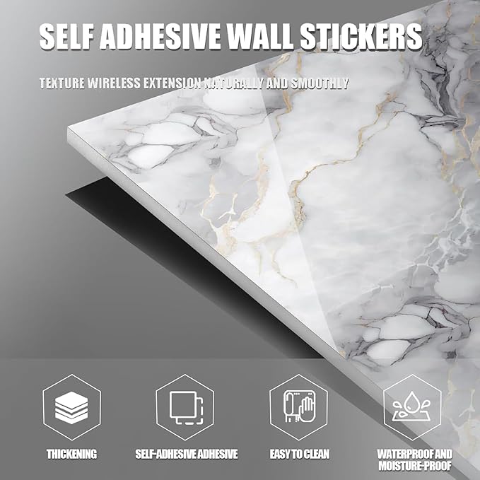 Chejiaye 22pcs Marble Peel and Stick Backsplash Surface Waterproof Wall Panels - Image 7