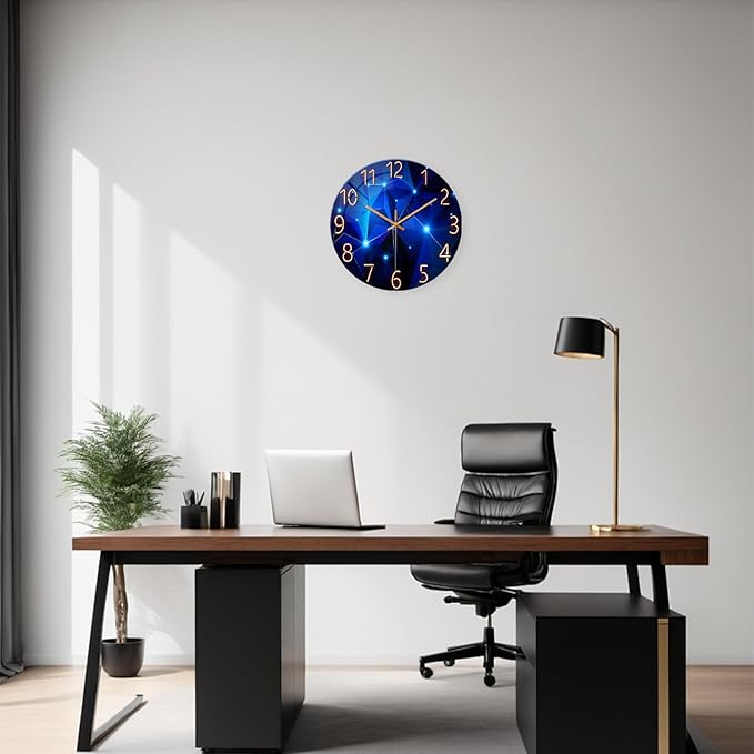 Big Wall Clock for Living Room Decor Blue Decorative Wall Clocks Battery - Image 4