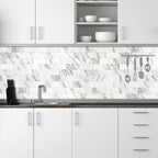 AULIGET 4-Piece White Marble Look Peel and Stick Backsplash Wall Tiles - Image 2
