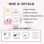 SEHSUVC Pink Coquette Y2K Lucky Wall Art Set of 4, Preppy Aesthetic Canvas - Image 3