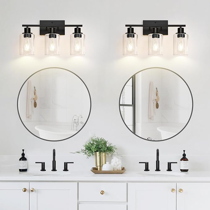 Indoi 3 Light Bathroom Light Fixtures, Matte Black Modern Vanity Lights - Image 7