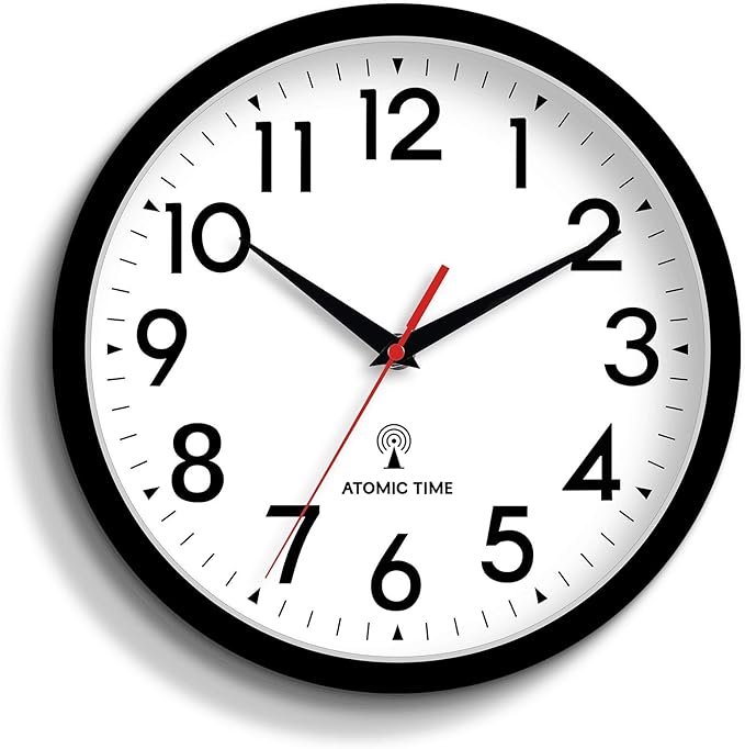 DAXSMY Atomic Wall Clock Analog 10 Inch Battery Operated Modern Decorative by DAXSMY