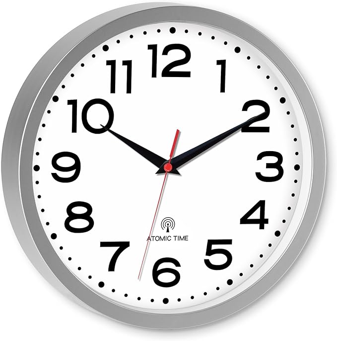 Roymnie Atomic Wall Clock 10 Inch, Modern Clock Battery Operated Classic Analog - Image 2