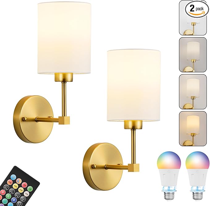 Battery Operated Wall Sconce Set of Two, Wireless Rechargeable Wall Light by KARTOOSH