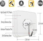 Jwxstore 24 Pack Self Adhesive Hooks Heavy Duty - 33lb Max - Image 2