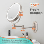 5000mAh Rechargeable Wall Mounted Lighted Makeup Vanity Mirror, Double Sided 1X - Image 6
