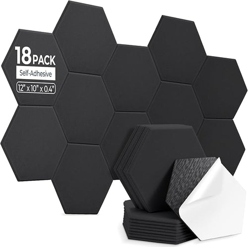 18 Pack Hexagon Acoustic Panels, Self-Adhesive Acoustic Wall Panels by AUSLET