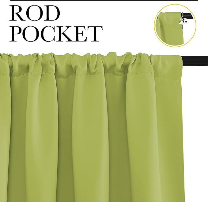 NICETOWN Fresh Green Kitchen Curtains, Short Blackout Curtains & Drapes - Image 2
