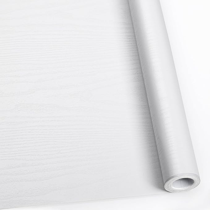 Abyssaly White Wood Contact Paper 17.71 in X 196 in Decorative Self-Adhesive by Abyssaly