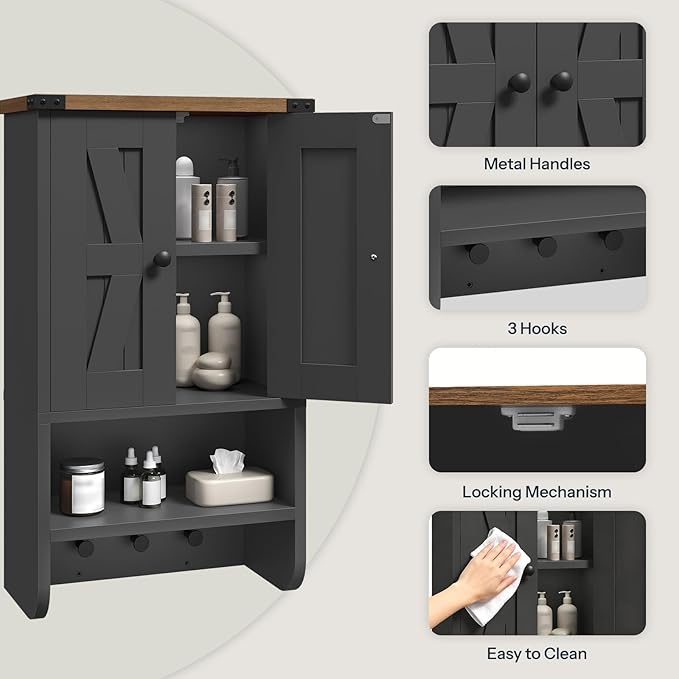 MAHANCRIS Bathroom Wall Cabinet, Farmhouse Medicine Cabinet - Image 7